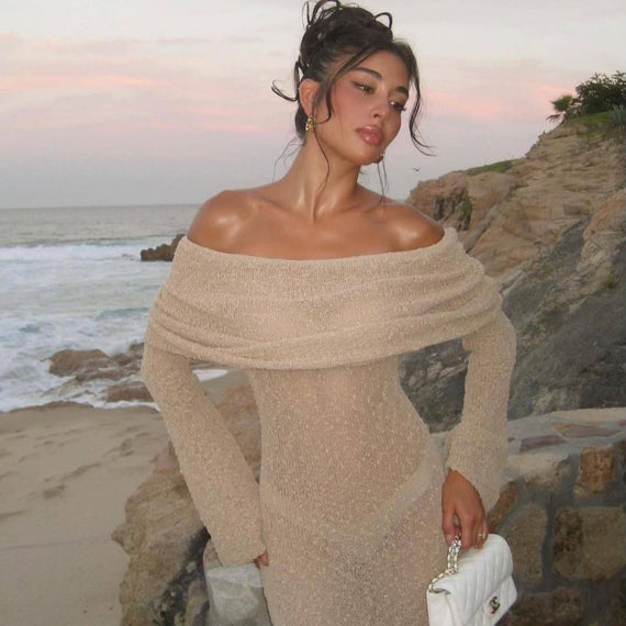 Sexy One-Shoulder Knit Dress - Beach Holiday Longwear