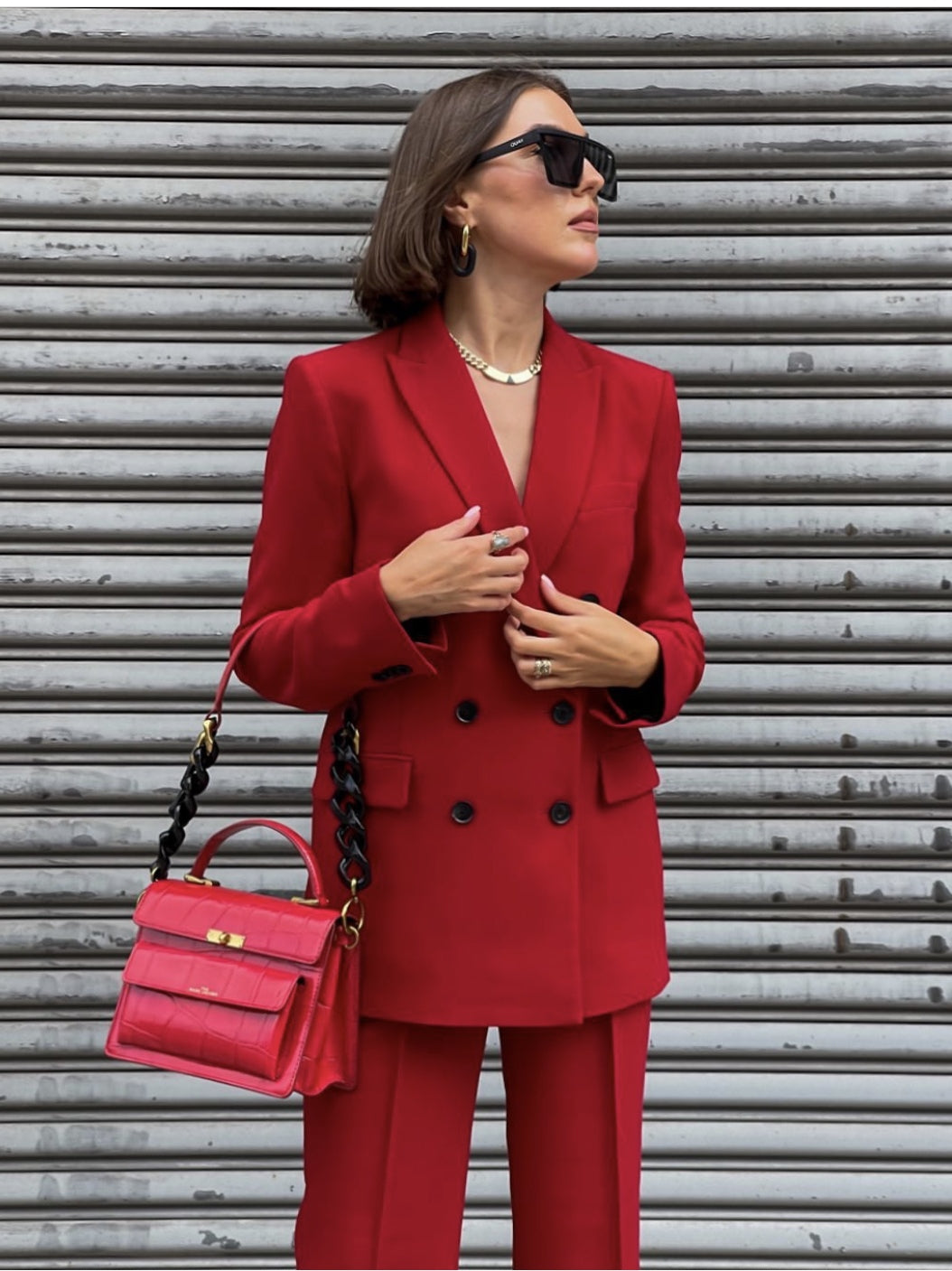 Red Two-Piece Suit Jacket