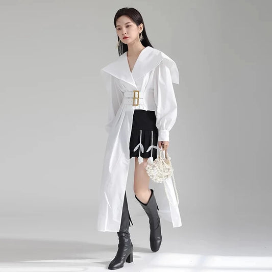 Elevate Your Style with the Irregular Mid-length Waistband Shirt Dress