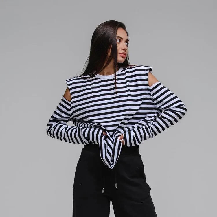 Upgrade Your Summer Wardrobe with Our 2024 Striped Off Shoulder T-shirt - Shop Now!