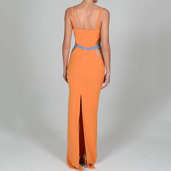 Women's Orange Pink Sling Halter A-Line Skirt