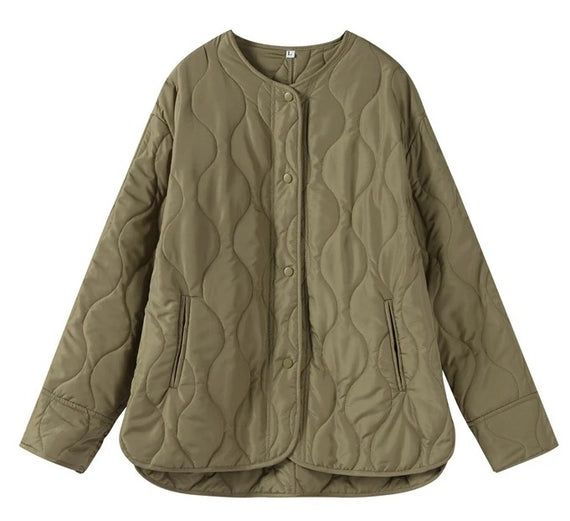 Women's Jacket Loose Round Neck Quilted Jacket