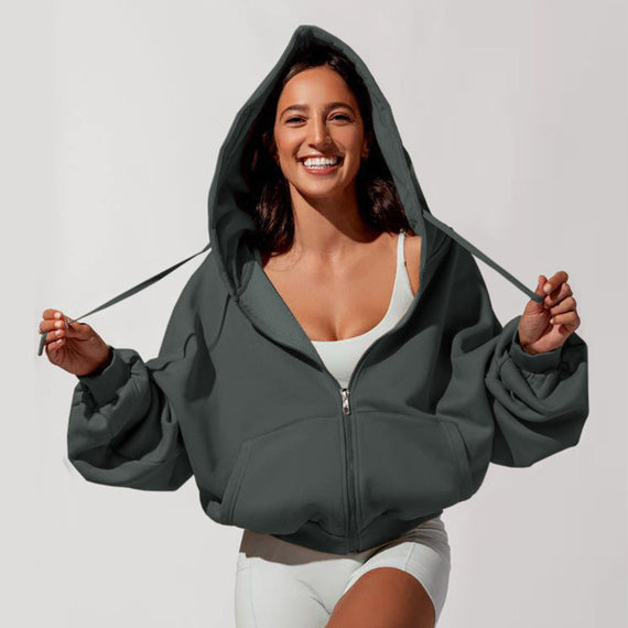 Women's Zipper Hoodie Sports Jacket - Fashionable and Comfortable