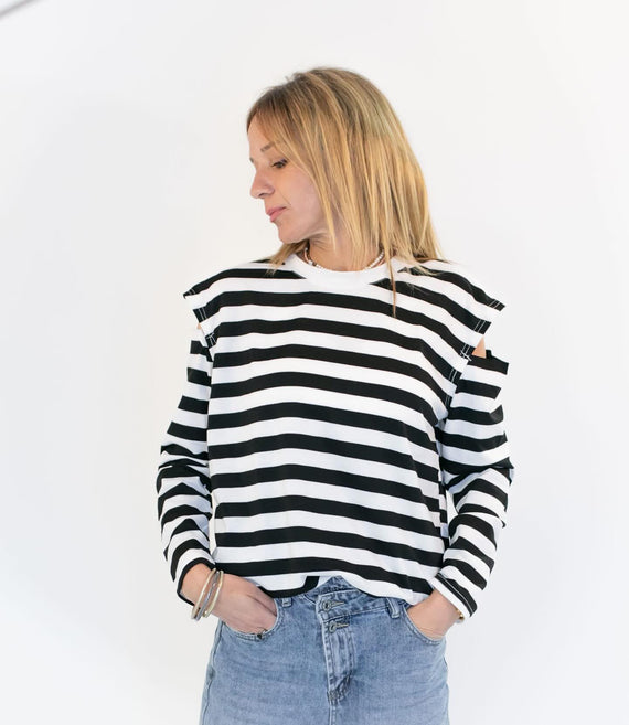 Upgrade Your Summer Wardrobe with Our 2024 Striped Off Shoulder T-shirt - Shop Now!