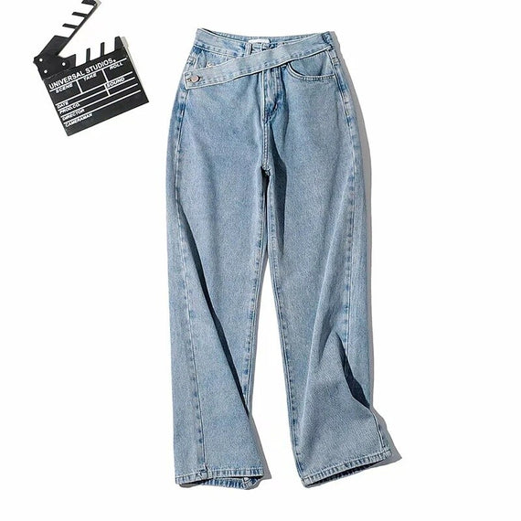 Casual Fashion Straight Denim High Waist Jeans Women Pants Fall Winter 2021 Harajuku Boyfriend Jeans Loose Bottom