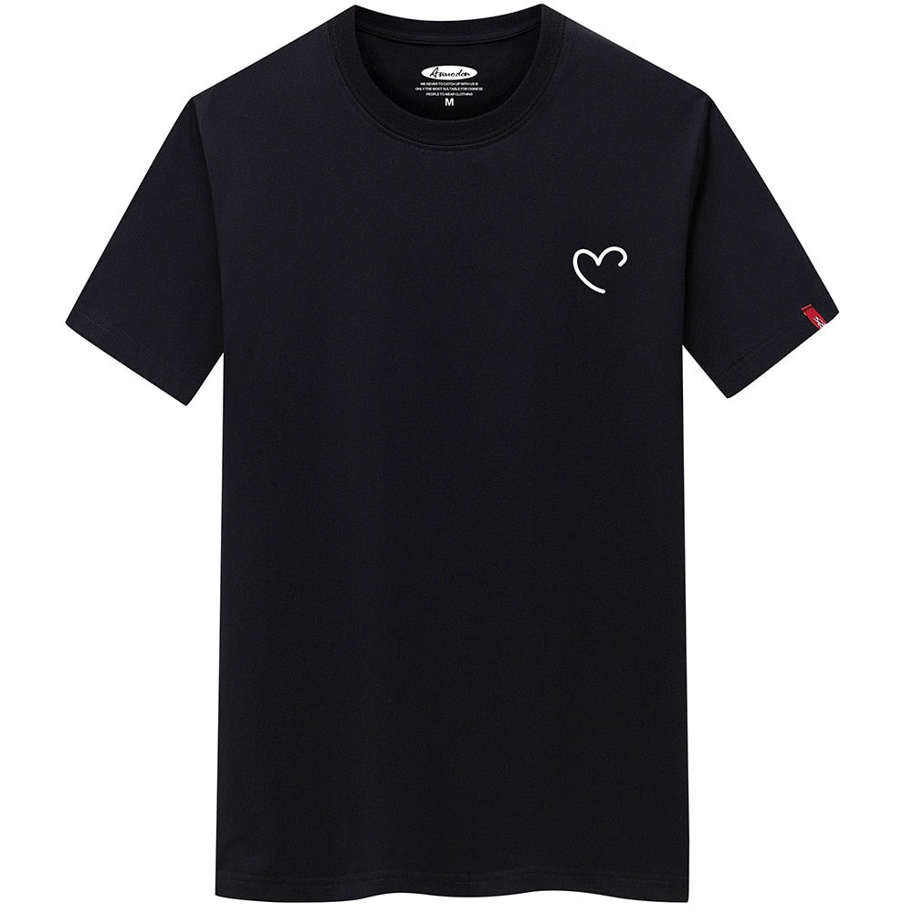 Anime overize Summer Men's Cotton Tee Shirts Men Casual T-shirt Simple Love Heart Print Tshirt O-Neck Short Sleeve Man Tops