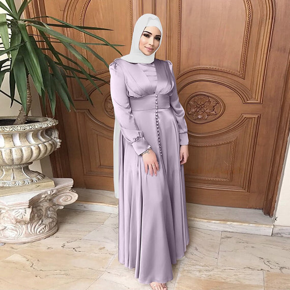 Abaya Dubai Silky Satin Muslim Dress Islam Dress Abayas Women Vestidos Robe Longue Vetement Femme Musulman De Mode