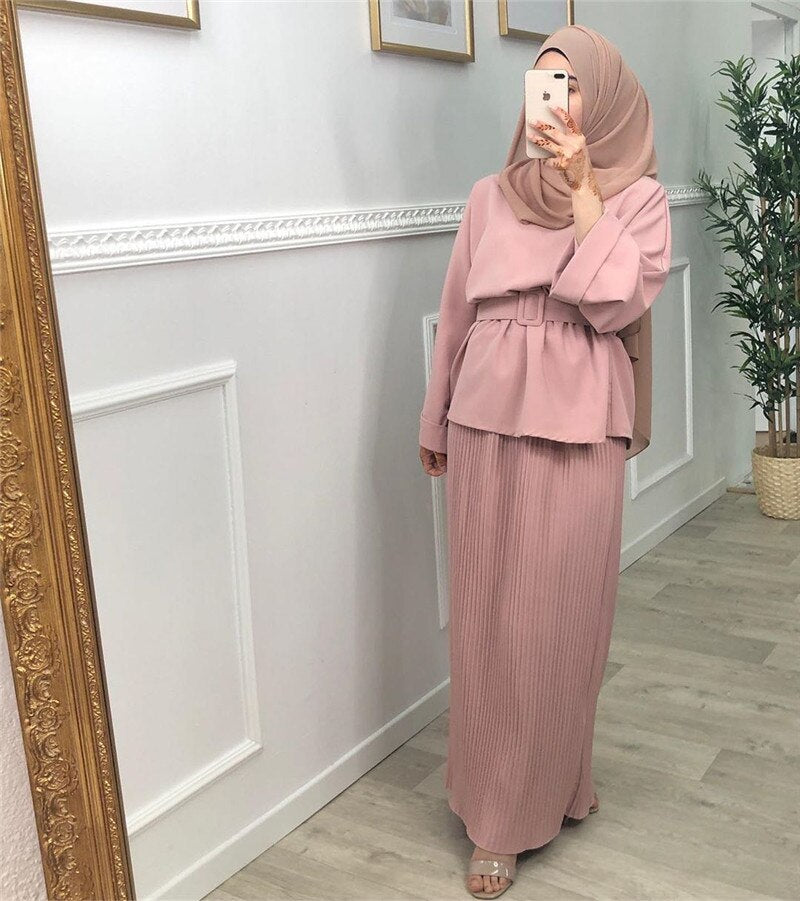 Elegant Two Pieces Muslim High Demand Blackout Islamic Sets Women's Abaya Long Stretch Two Pieces Prayer Abayas