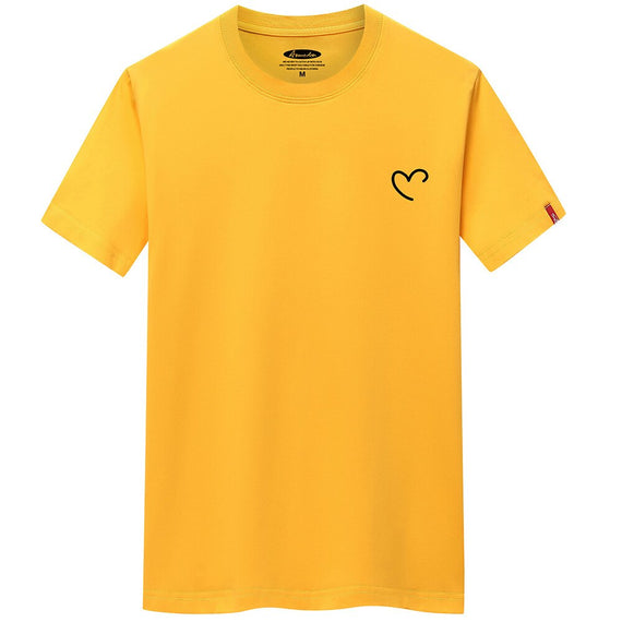 Anime overize Summer Men's Cotton Tee Shirts Men Casual T-shirt Simple Love Heart Print Tshirt O-Neck Short Sleeve Man Tops