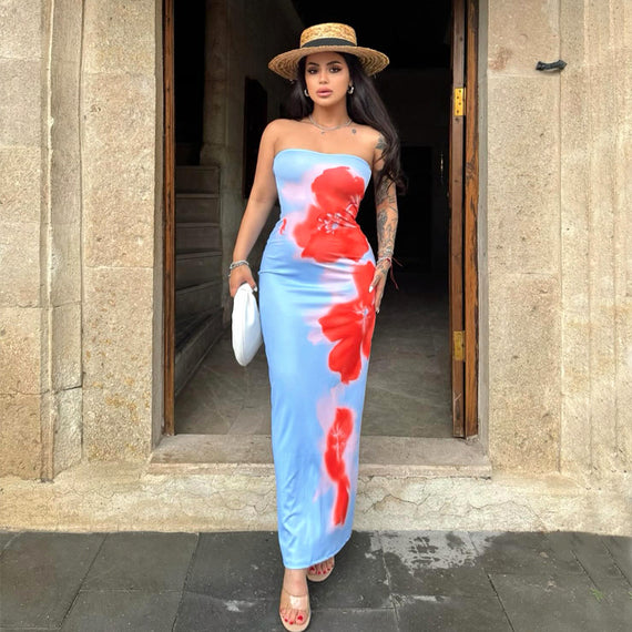 Sexy Slit Tube Long Dress - Summer Party Beach Wear