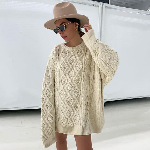 Fall Winter Twist Knitted Sweaters for Women Oversized Pullover Casual Long Sleeve Sweater Top Clothes Sueters