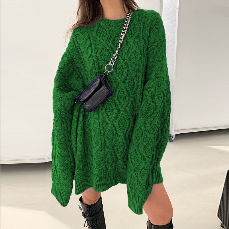 Fall Winter Twist Knitted Sweaters for Women Oversized Pullover Casual Long Sleeve Sweater Top Clothes Sueters