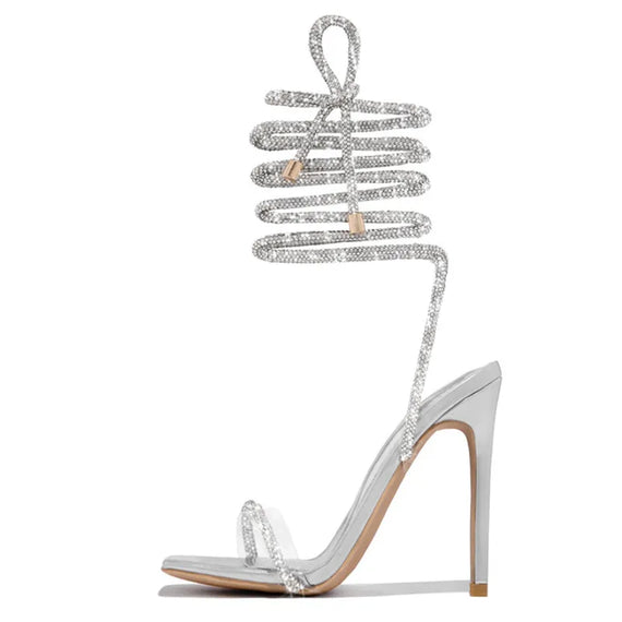 Glamorous Gold Crystal Ankle Strap Sandals for Women: Perfect for Summer Parties, Weddings, and Banquets