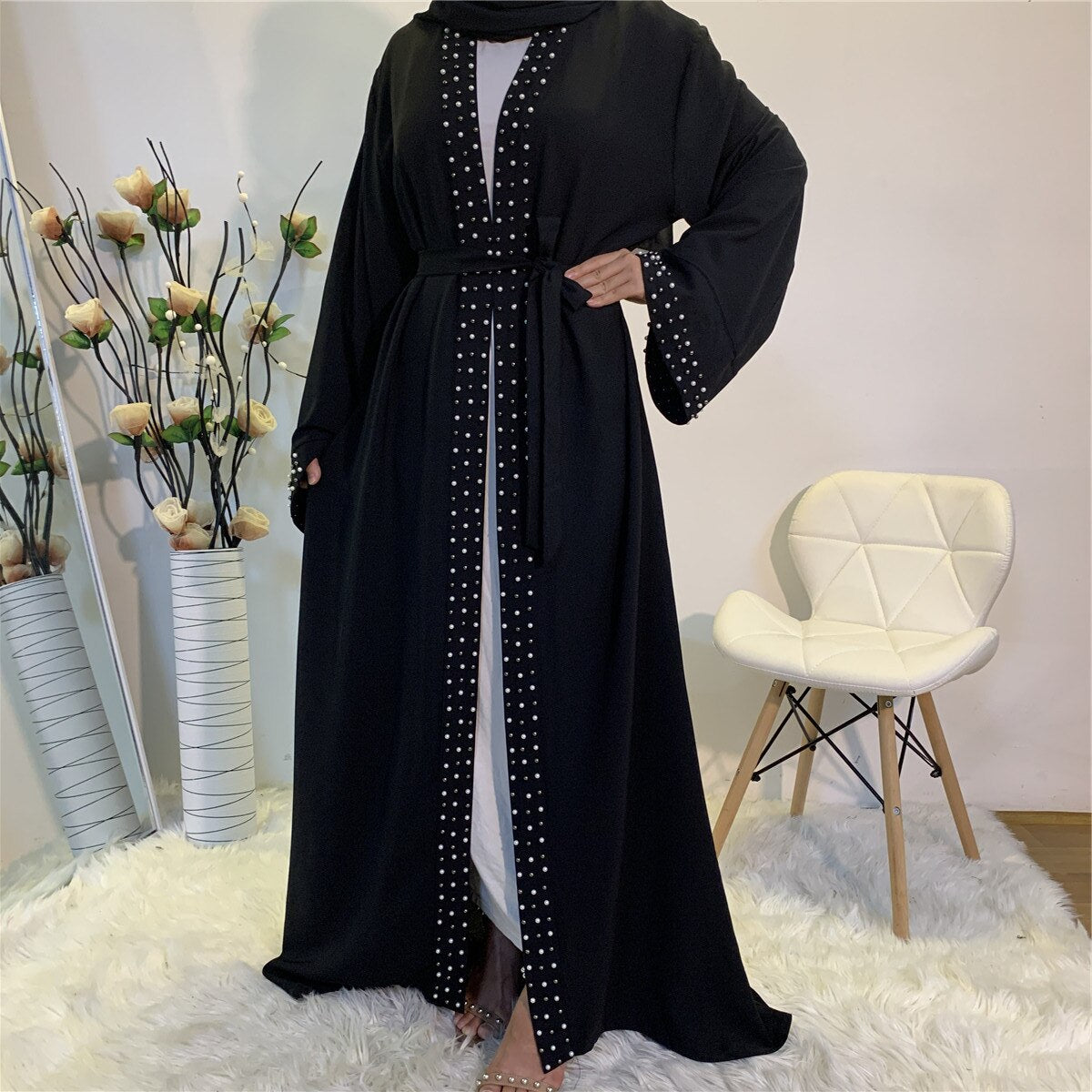 Hot Sell Satin muslim Dress diamond beading Smooth Silky Elegant Long Dresses Muslim Women Modest Wear Clothing EID robes