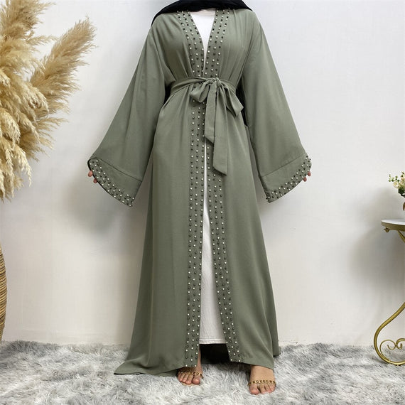 Hot Sell Satin muslim Dress diamond beading Smooth Silky Elegant Long Dresses Muslim Women Modest Wear Clothing EID robes