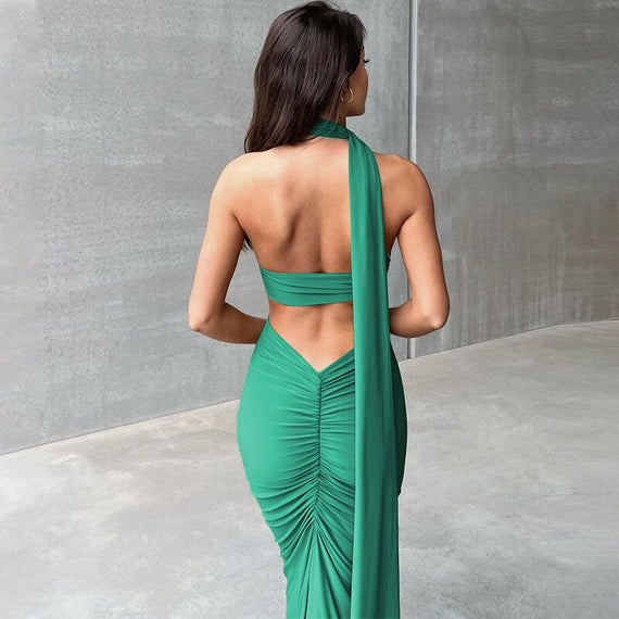 Sexy Backless Halter Dress Set - Elegant Club Party Co-ords with Slit