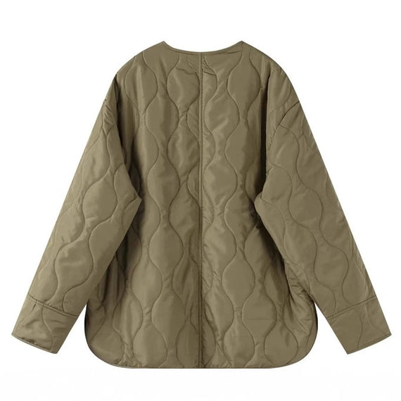 Women's Jacket Loose Round Neck Quilted Jacket