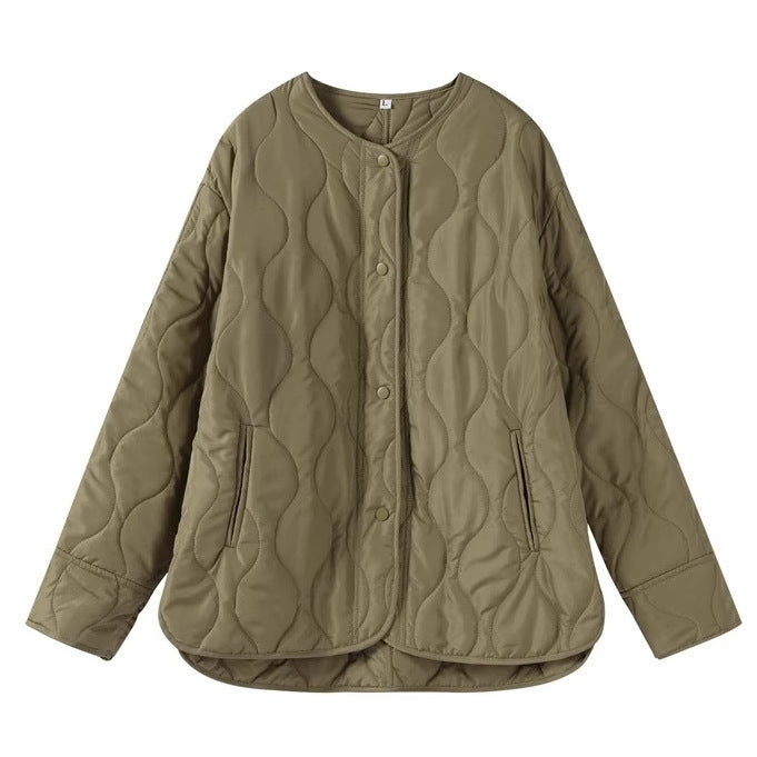 Women's Jacket Loose Round Neck Quilted Jacket