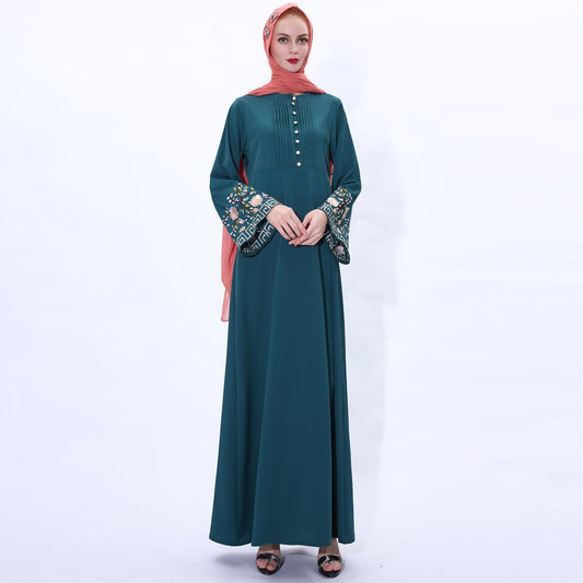 Flower embroidery Abaya Hijab Muslim Dress female Caftan Islamic Kaftan Robe Musulman Abaya Islam F992