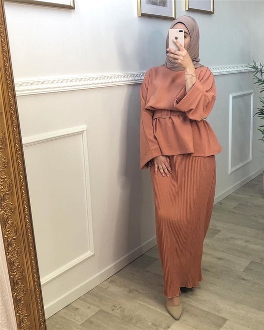 Elegant Two Pieces Muslim High Demand Blackout Islamic Sets Women's Abaya Long Stretch Two Pieces Prayer Abayas