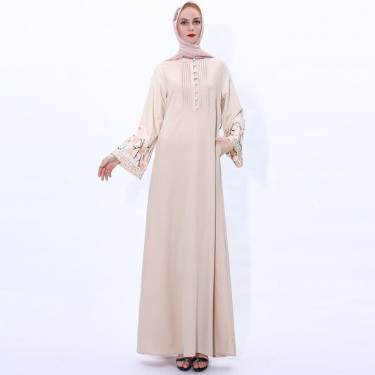 Flower embroidery Abaya Hijab Muslim Dress female Caftan Islamic Kaftan Robe Musulman Abaya Islam F992