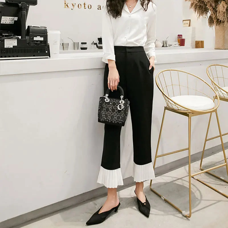 High Waist Ruffle Flare Pants for Women