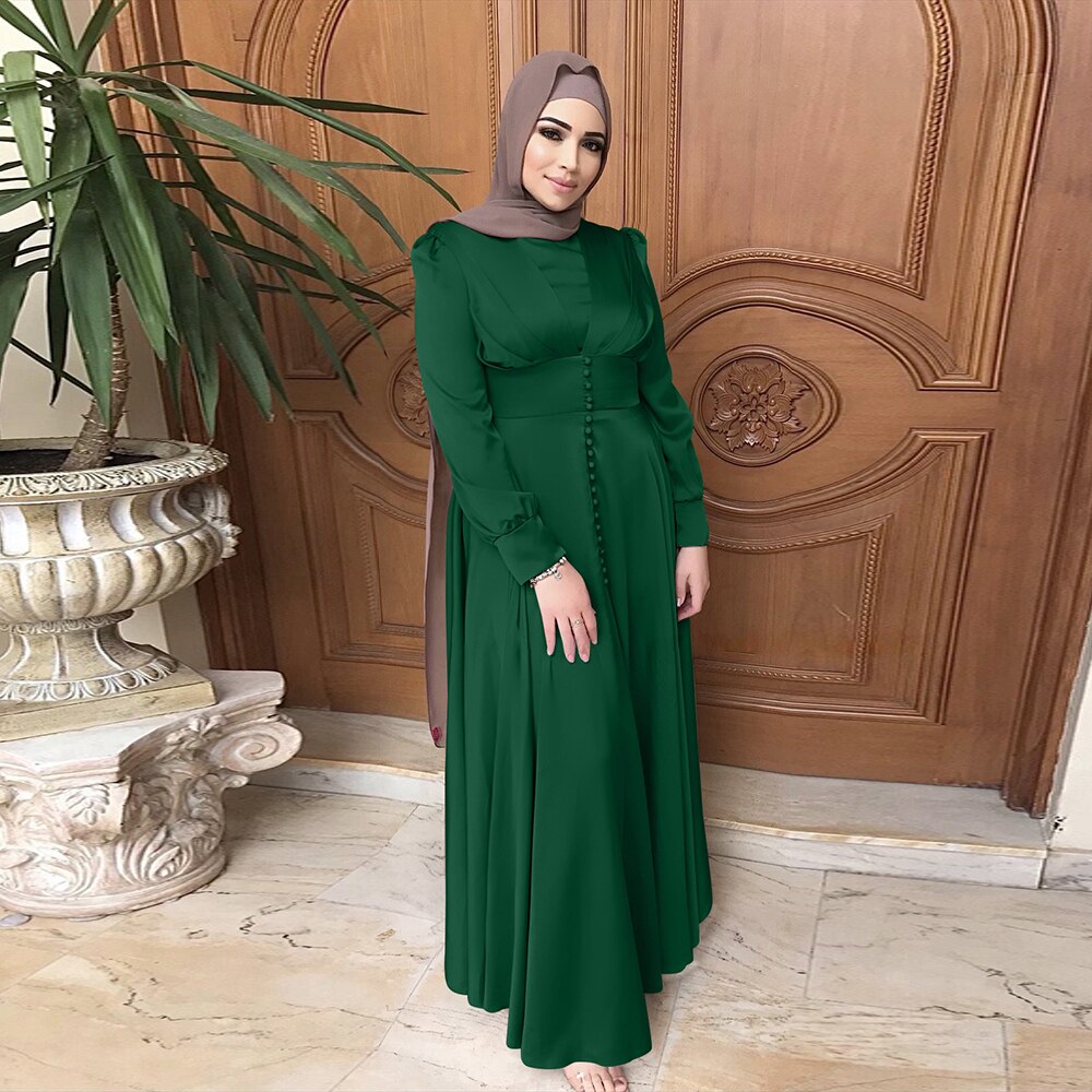 Abaya Dubai Silky Satin Muslim Dress Islam Dress Abayas Women Vestidos Robe Longue Vetement Femme Musulman De Mode