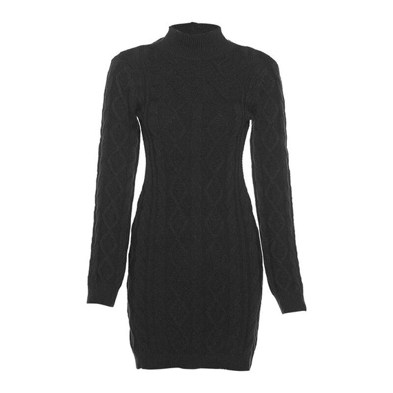 Fall Winter Fashion Twist Knitted Long Sleeve Backless Mini Dress for Women Elegant Warm Dresses Outfits Clothes