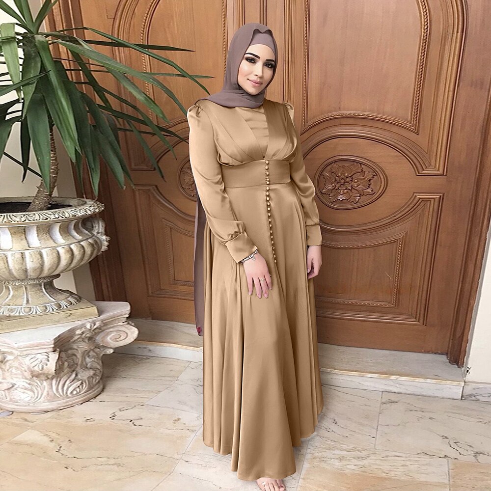 Abaya Dubai Silky Satin Muslim Dress Islam Dress Abayas Women Vestidos Robe Longue Vetement Femme Musulman De Mode