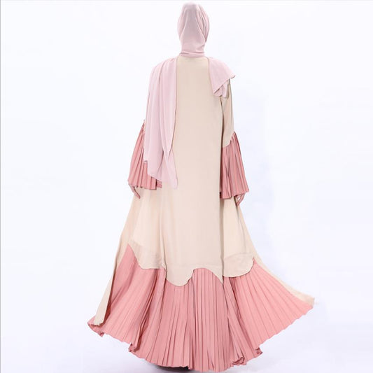 Ramadan Eid pleated Kimono Cardigan Abaya female Dubai Hijab Muslim Dress Kaftan Caftan Islam Clothing Abayas Robe