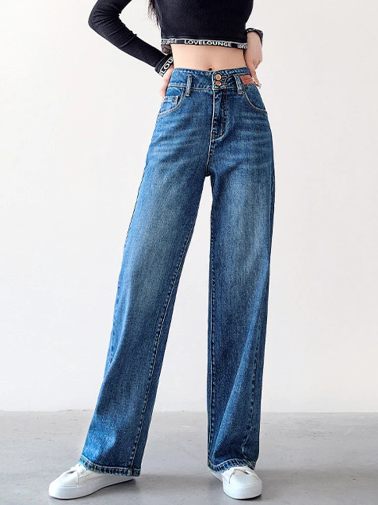 Elevate Your Style with Our High Waisted Wide Leg Denim Pants for Women