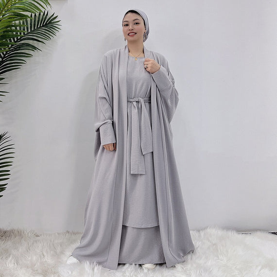 Djellaba Suits Abaya Dubai Two pieces Thicker Muslim Sets Dress Muslim Islam Abayas With Belt