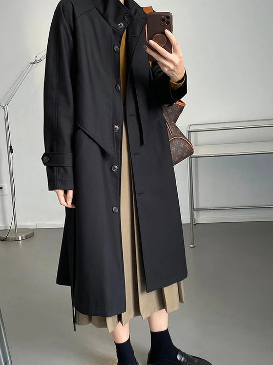 Designer Temperament Loose Trench Coat Women's Patchwork Fashion Mid-length Windbreaker Female