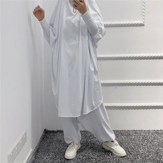 Islamic Hoodie Muslim Dresses Suits Prayer Abaya Jilbab Abaya with harem pants abaya Full Cover 2pcs sets Islamic Clothes