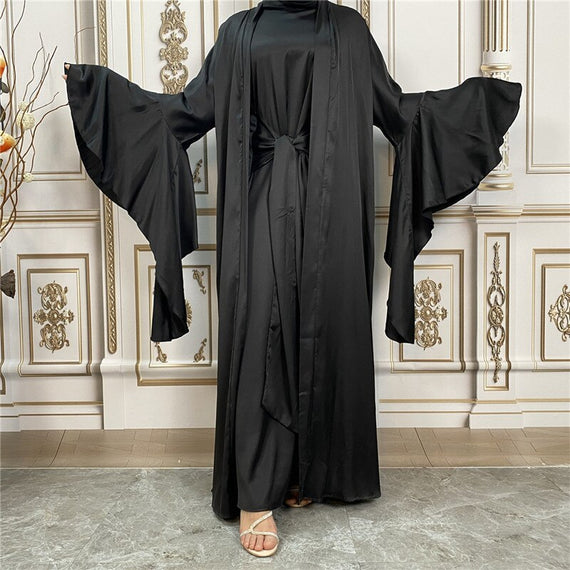 Silky Djellaba Suits Abaya Dubai Two pieces Grosgrain Muslim Sets Dress Abaya Dubai Muslim Islam Abayas