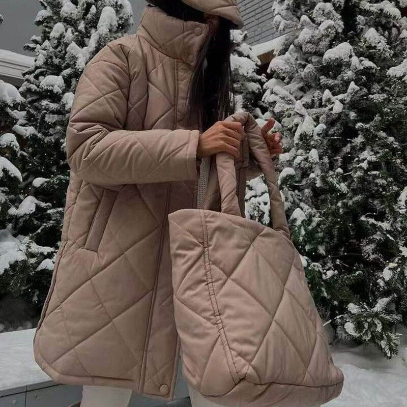 Fall Winter Parkas and Bag Quilted Coats and Jackets for Women Warm Trench Coat Long Down Jackets Outifits