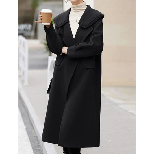 Fashion New Women Casual Loose Woolen Coat Double Breasted Pockets Vintage Chic Female Jackets Fall Winter Overcoat Outerwear