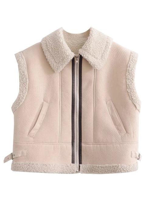 Stay Warm and Stylish with our Women's Leather Jacket Vest for Winter