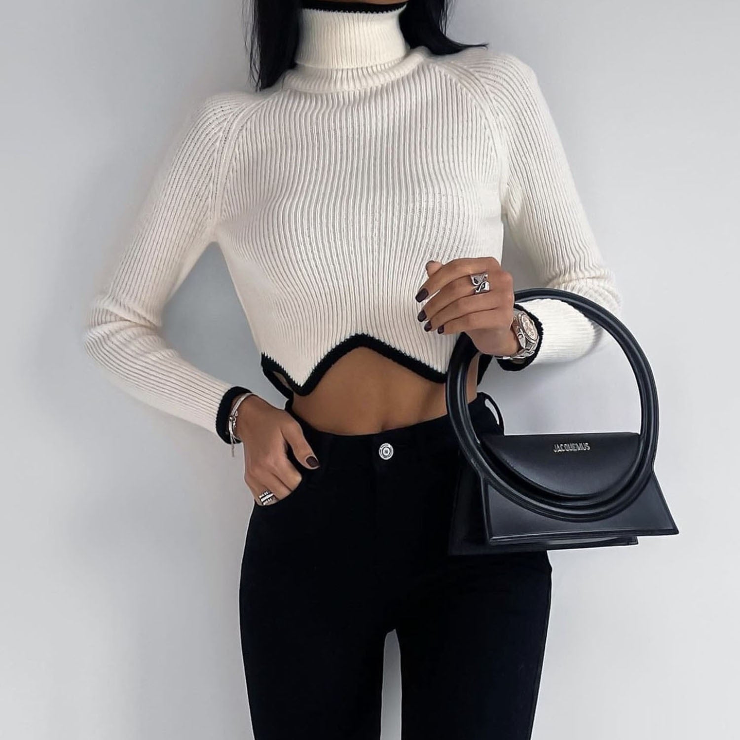 Women's Winter Turtleneck Sweater - Slim Fit, Long Sleeve, Cropped - Christmas Clothes