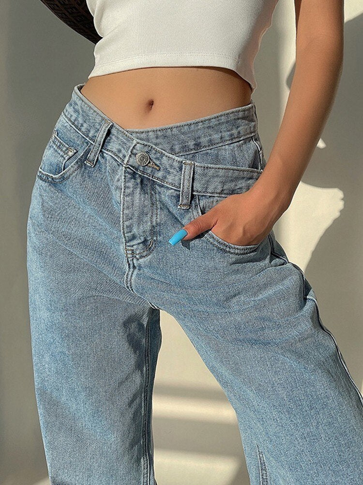 Casual Fashion Straight Denim High Waist Jeans Women Pants Fall Winter 2021 Harajuku Boyfriend Jeans Loose Bottom