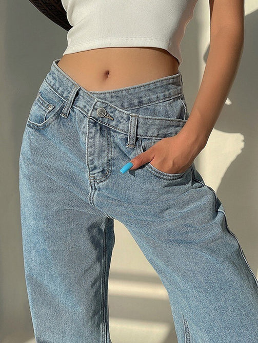 Casual Fashion Straight Denim High Waist Jeans Women Pants Fall Winter 2021 Harajuku Boyfriend Jeans Loose Bottom