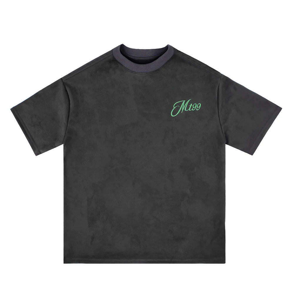 Men's Summer Suede Tees with Letter Embroidery