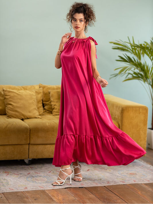 Chiffon Beach Dress Beachwear Cover-Ups Oversize Backless Sexy Long Women Dress Pink Bandage Maxi Dresses For Women Summer