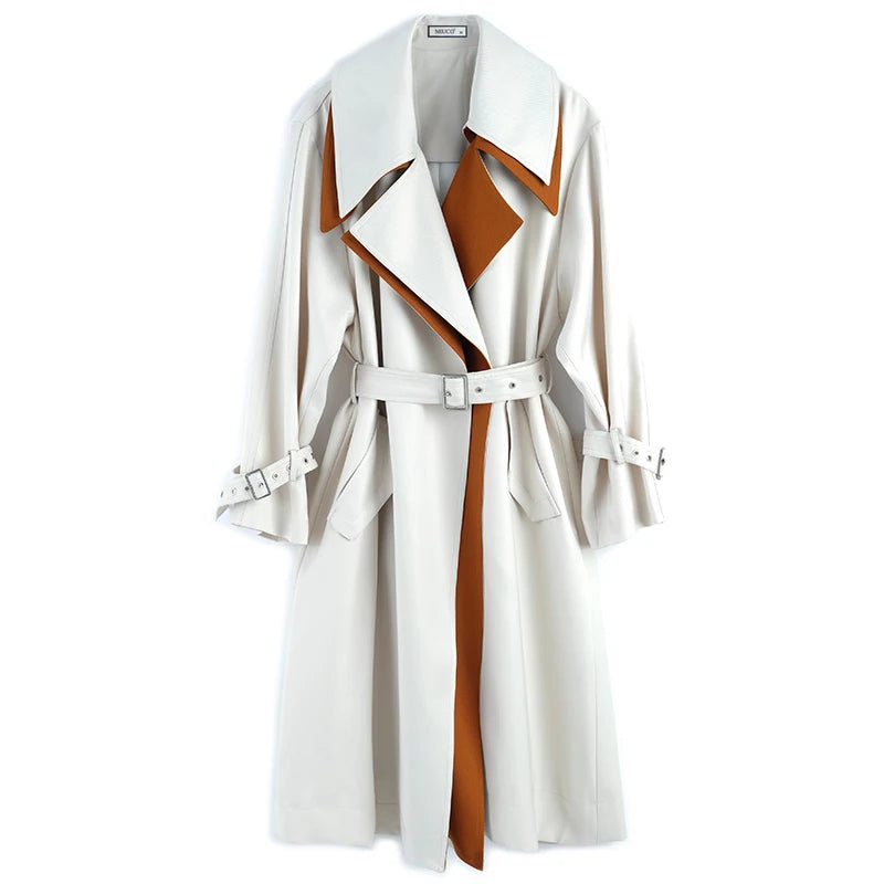 Stylish Contrast Windbreaker Coat for Women - Perfect for Spring and Autumn Seasons