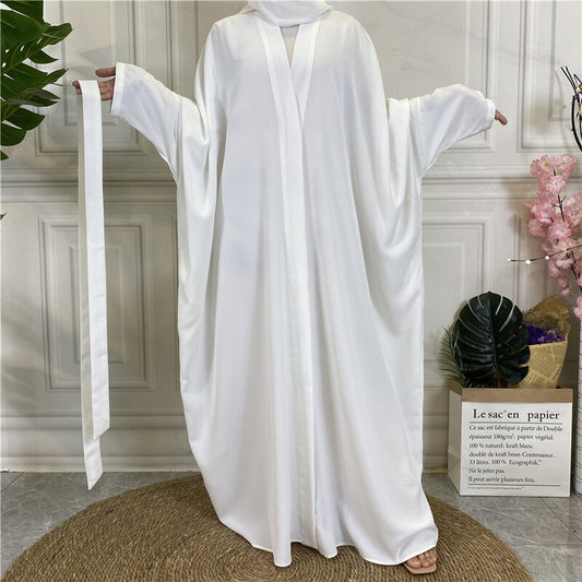 Single Breasted Djellaba Muslim Dress Dubai Fashion Bat Sleeved Abaya Muslim Robes Islam Robe With Belt