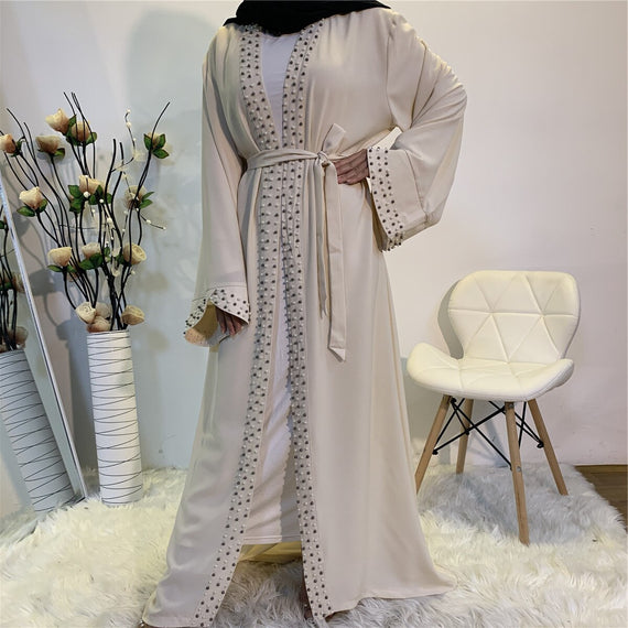 Hot Sell Satin muslim Dress diamond beading Smooth Silky Elegant Long Dresses Muslim Women Modest Wear Clothing EID robes