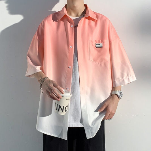 Tie Dye Korean Fashiosn Y2k Shirts 2023 Summer Oversized Vintage Button Up Shirt Japanese Streetwear Japanese Blouses