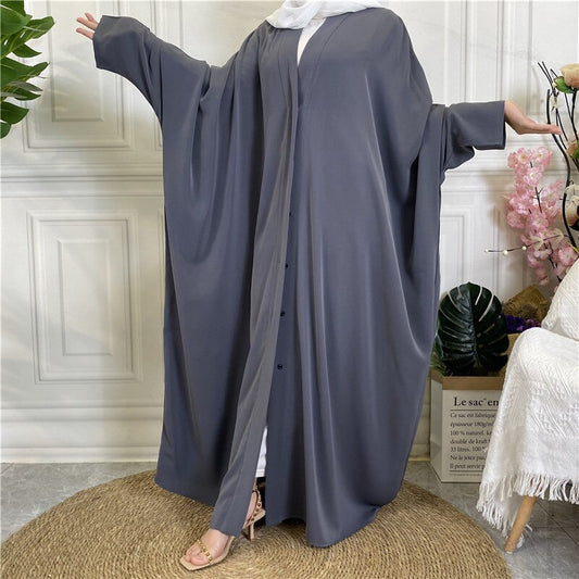 Single Breasted Djellaba Muslim Dress Dubai Fashion Bat Sleeved Abaya Muslim Robes Islam Robe With Belt